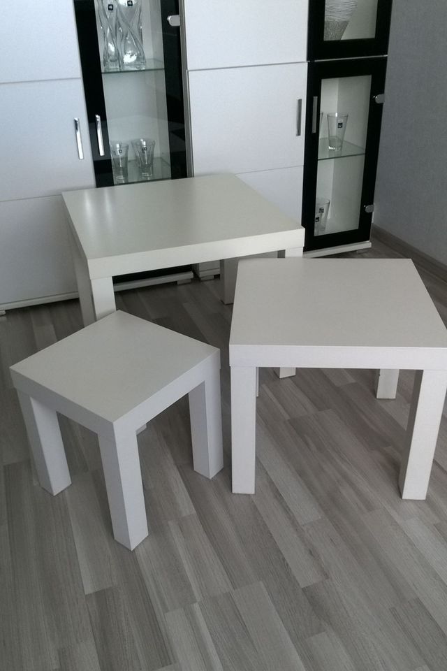 Beistelltisch Tisch Hocker 3tlg. weiß creme Ikea Lack u.a. in Berlin