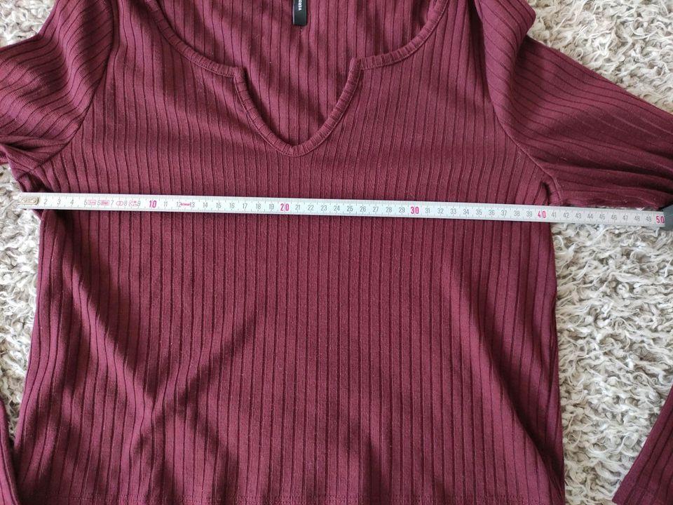 Leichter kurzer Pulli, LA-Shirt, Vero Moda, S, weinrot in Eschweiler