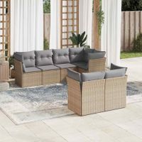 7-tlg. Garten-Sofagarnitur mit Kissen Beige Poly Rattan Möbel Set Hessen - Weilburg Vorschau