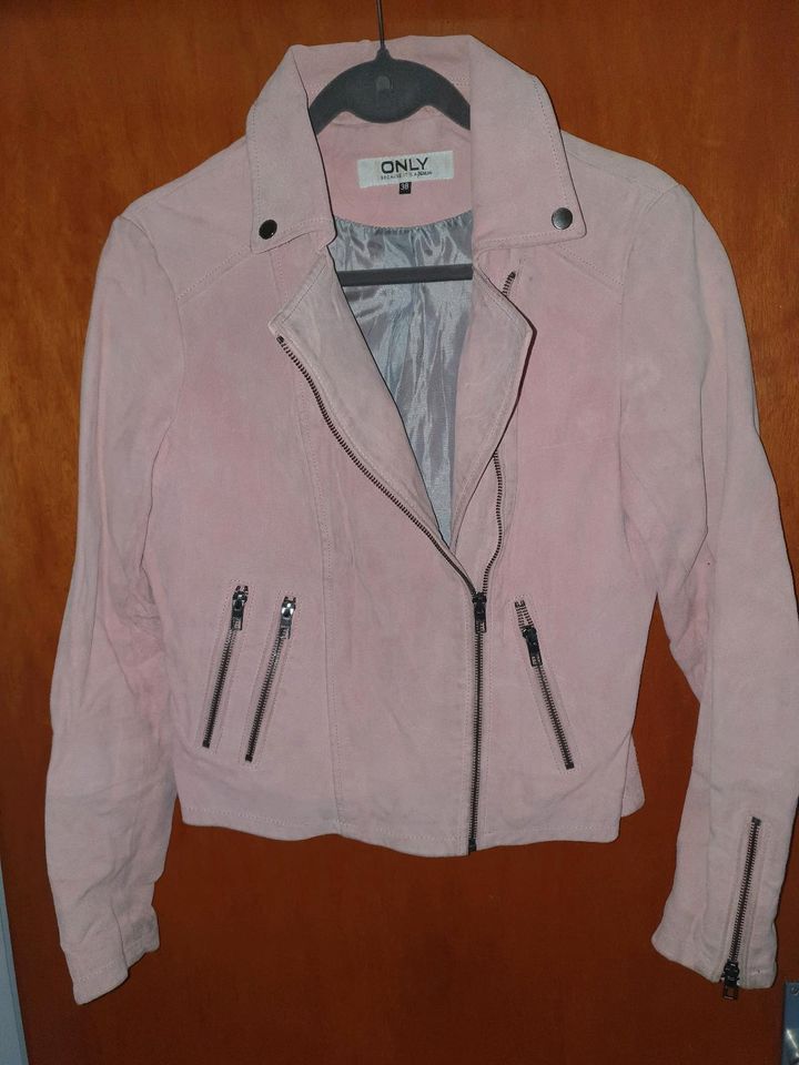 Lederjacke Damen Wildleder rosa Größe 38 in Ramstein-Miesenbach