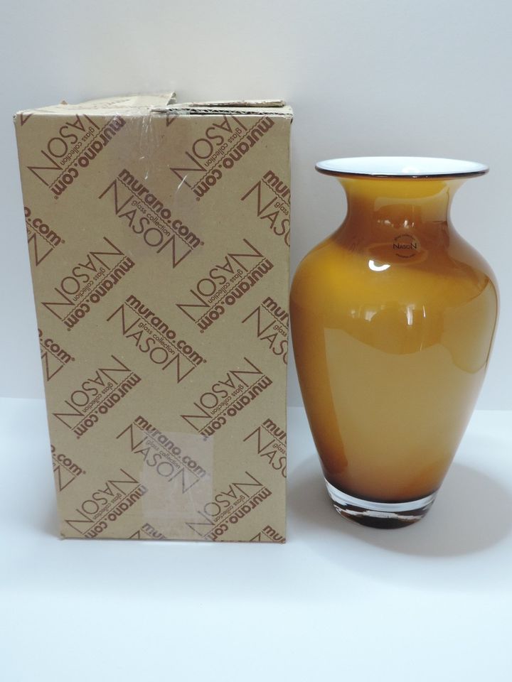 Carlo Nason  Murano Glas Vase, orange/weiß in Sottrum