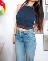 Hollister Cropped Top Blau Lochstickerei Neckholder Hippie S M Bayern - Kempten Vorschau
