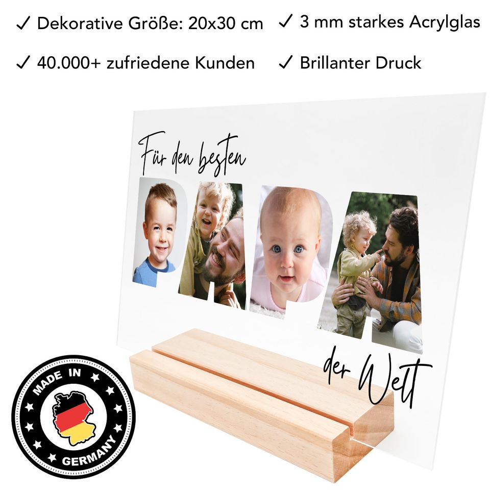 Papa Foto Geschenk Vatertag aus Acryl Produktmuster Verschenken in Marsberg