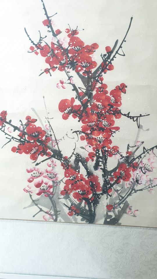Chinesische Malerei auf Stoff, Handarbeit (mit Rahmen) in Köln