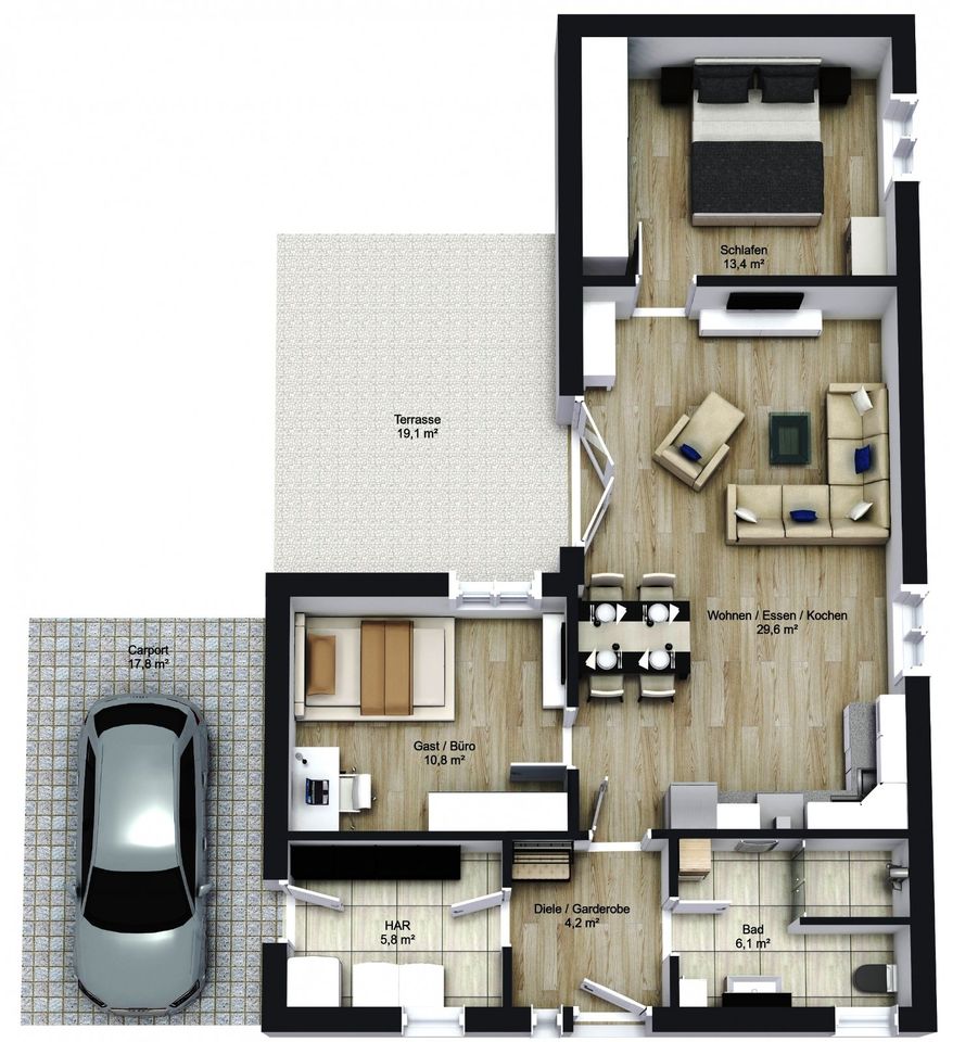 Winkelbungalow- Seniorengerecht, barrierearm 70 m² - inkl. Grundstück 390 m² in Wesendorf