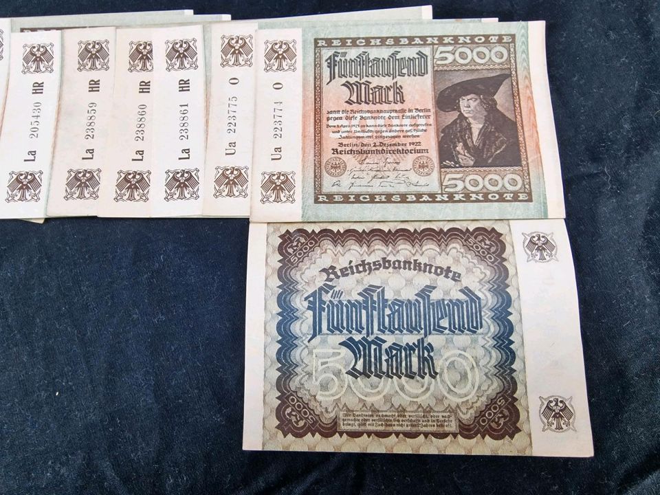 12 Reichsbanknoten - 12 x 5000 Mark - bankfrisch in Heusweiler