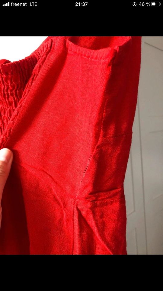 Sommerkleid minikleid Trägerkleid Leinen Kleid rot Schleife 36 S in Hannover