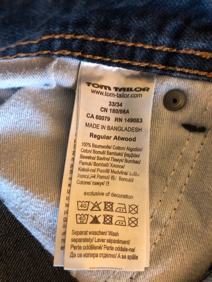 Tom Tailor Jeans Regular Atwood Gr. 33/34 -wie neu- in Wallerfangen