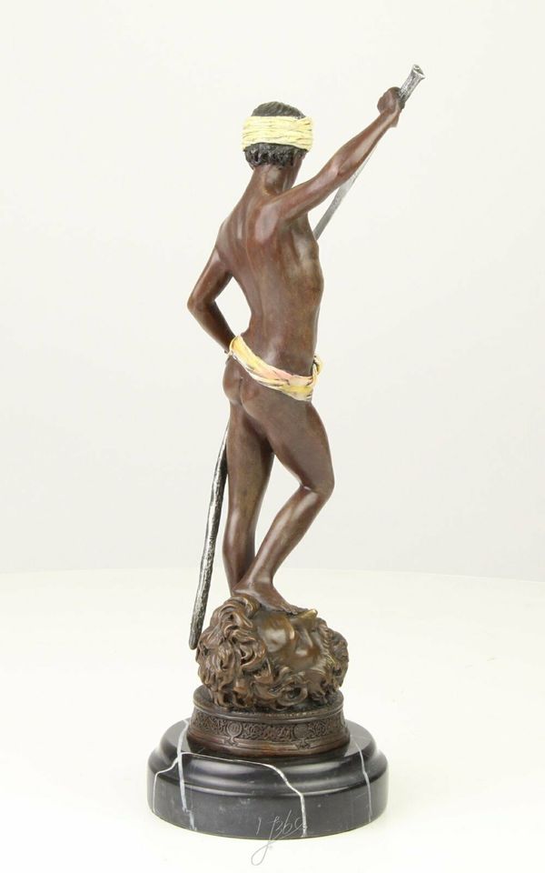Bronzefigur Davids Sieg über Goliath Marmorsockel Bronze Skulptur in Centrum