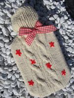 Wärmflaschen Bezug Hand gestrickt, bestickt, neu, beige, rot Bayern - Traunstein Vorschau