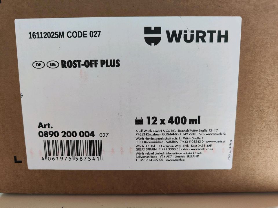 Würth Rost-Off Plus (Art.Nr. 0890 200 004), 12 Dosen, Neu, OVP in Lübeck