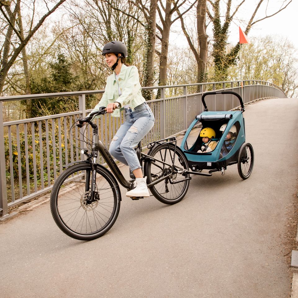 Hauck Dryk Duo - 2in1 Fahrradanhänger & Buggy - Melange Grey - Bietet Platz für 2 Kinder (bis 44 kg) - Bike Trailer & City Buggy - NEU in Fulda