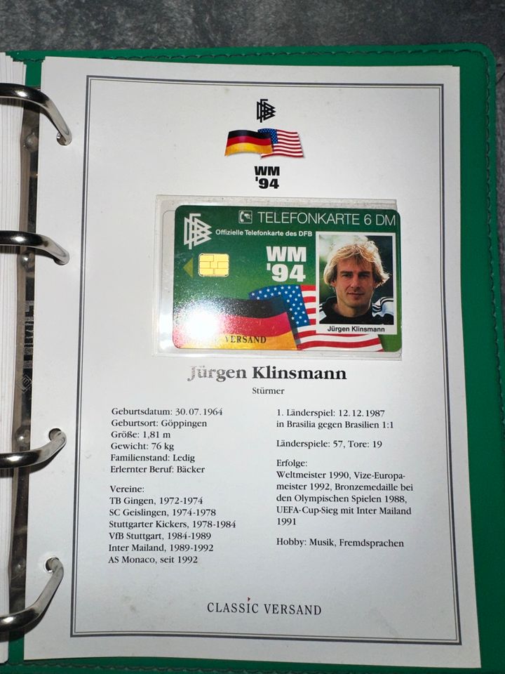 WM'94 | EM | Deutschland | Telefonkarten-Collection | DFB in Mettmann