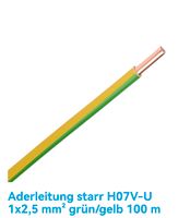 Aderleitung starr H07V-U 1x2,5 mm² grün/gelb 100 m Nordrhein-Westfalen - Rösrath Vorschau