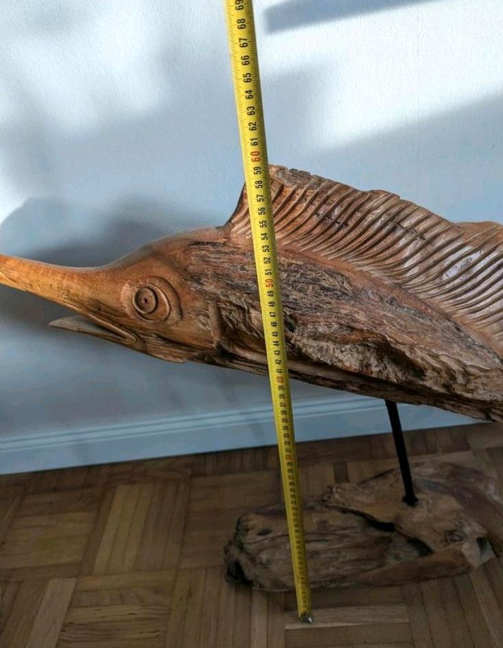 Teakholz Schwertfisch Marlin Angler Angeln Unikat Holz in Kiel