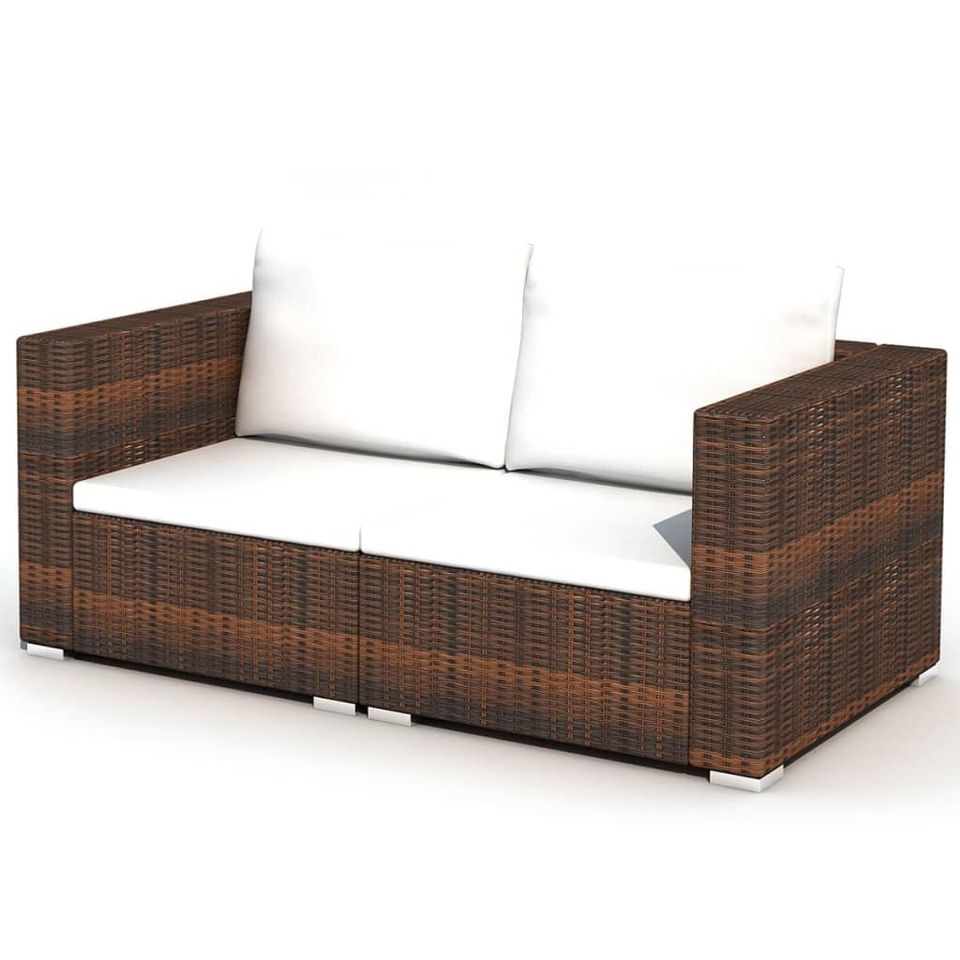 10-tlg. Garten-Lounge-Set mit Auflagen Poly Rattan versch. Farben in Helsa