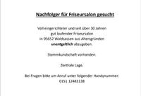 Nachfolger Friseursalon Bayern - Waldsassen Vorschau