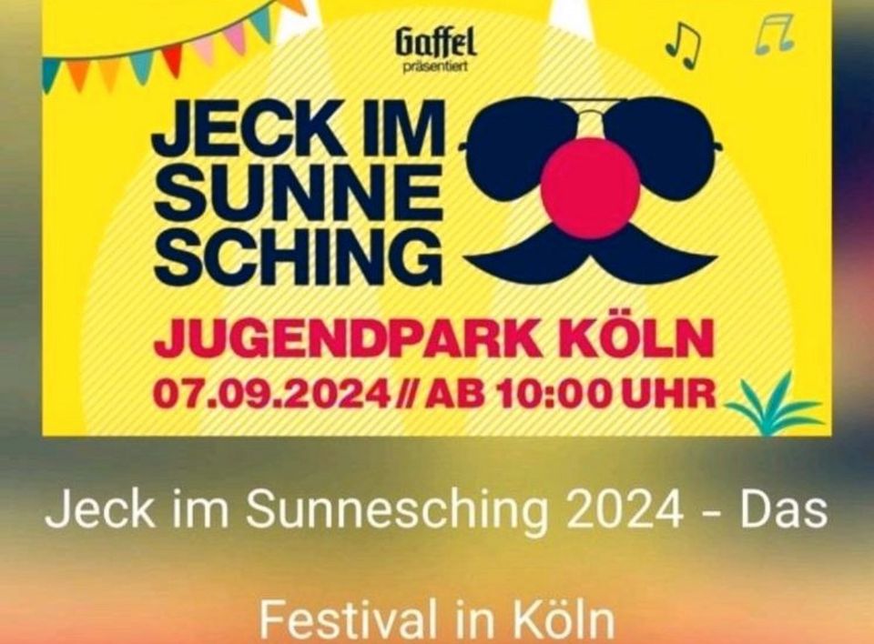 Suche bitte 2-4 Karten für Jeck im Sunnesching am 7.9.24 in Hirschberg a.d. Bergstr.