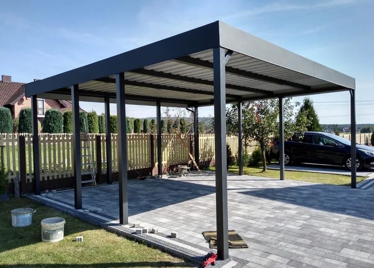 Carport, Carports auf Maß, Feuerverzinkter Stahl, mit Hauswirtschaftsraum - breite Angebote in Falkensee