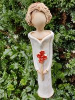 Dame Mädchen mit Blumen Zaunhocker Zaunreiter Garten Keramik Bayern - Bernried Niederbay Vorschau