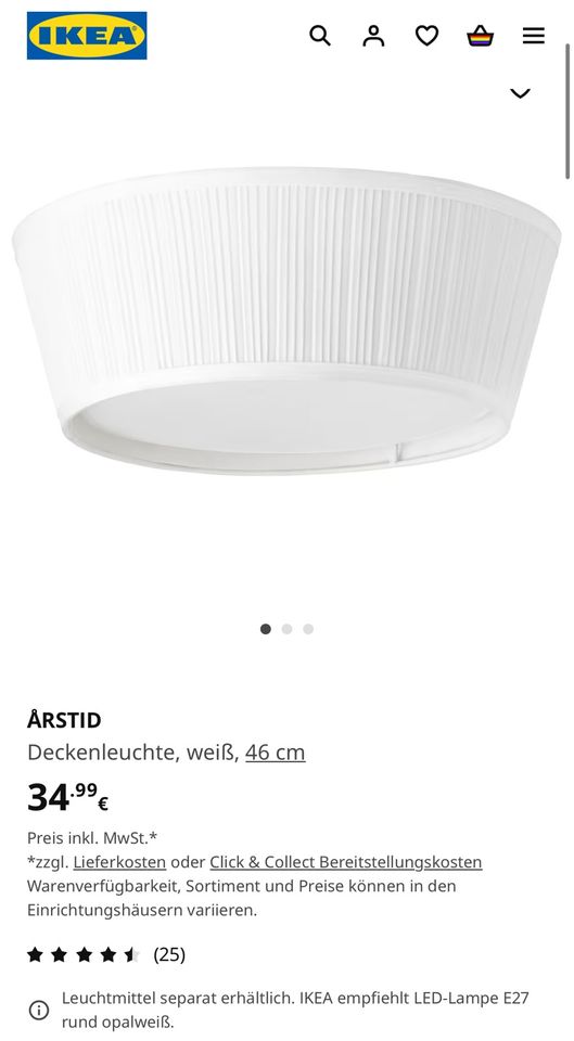 Ikea Deckenleuchte weiß Top Zustand NP34,95Euro in Hannover