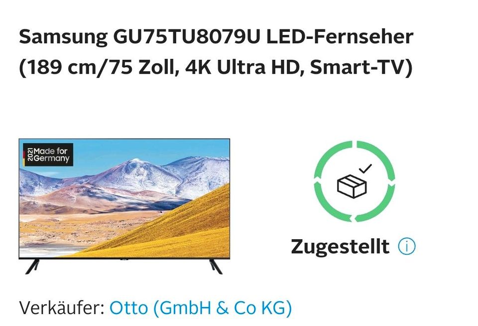 Samsung 75 Zoll Fernseher zu verkaufen in Arnstadt
