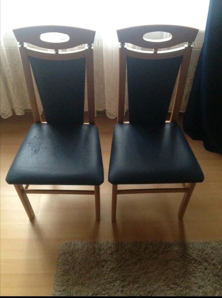 Stühle 2 Stück Kunstleder blau in Hessisch Oldendorf