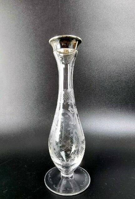 Glasvase beschliffen, verziert, Glas Vase, Sterling Hermann Bauer in Stolpen