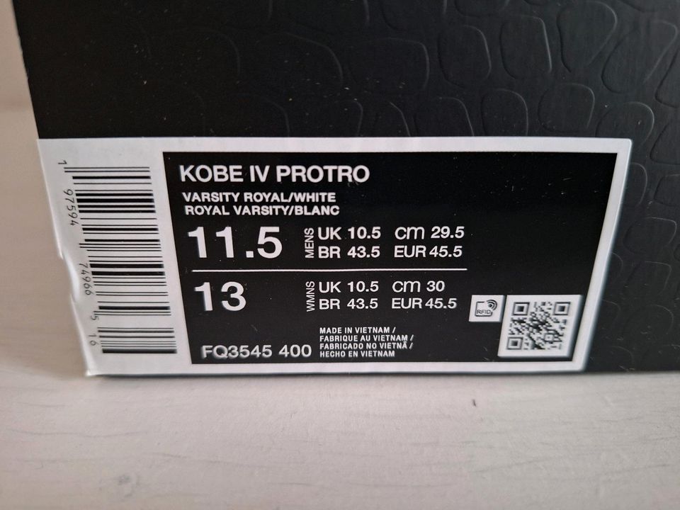 Nike Kobe 4 Protro Philly Größe: EU 45,5 US 11,5 Neu in Köln