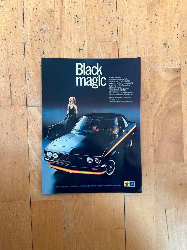 Opel Manta a Black Magic Werbeanzeige aus den 70ern in Balingen