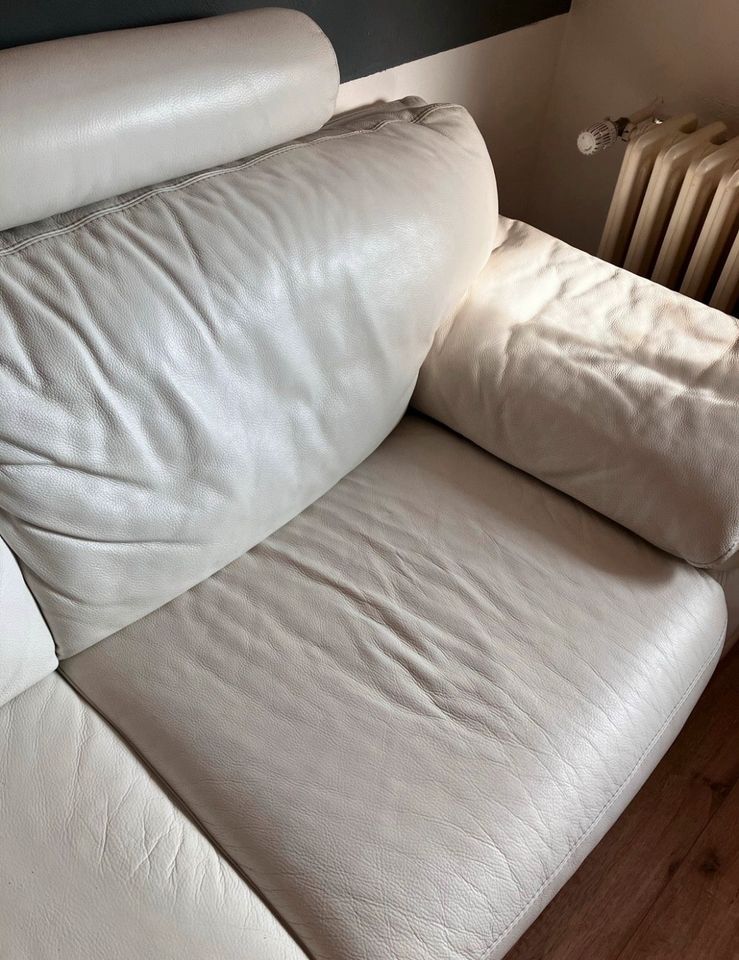 Ledercouch Wohnzimmer Sofa Sitzgarnitur Couch weiß in Oberhausen