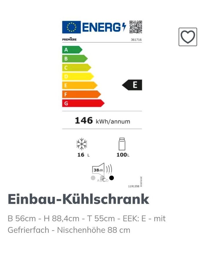 Premiere 361716 mit Gefrierfach (erst ab 17.06 zu verkaufen) in Wilkau-Haßlau