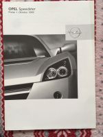 GM Opel Speedster Preisliste Prospekt 2002 Werbung Faltblatt Nordrhein-Westfalen - Kall Vorschau