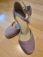 Keilabsatzsandalen rosa silber Glitzer Schimmer Neu 40 Saarland - Spiesen-Elversberg Vorschau