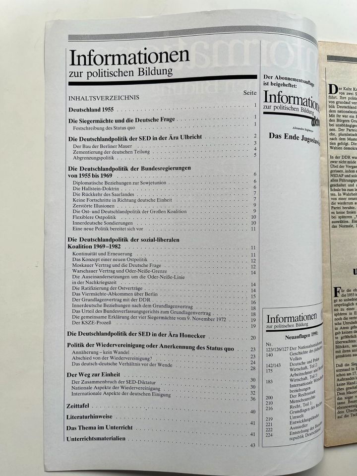 Die Teilung  Deutschland 1955 bis zur Einheit / Pol.Bildung 233 in Dortmund