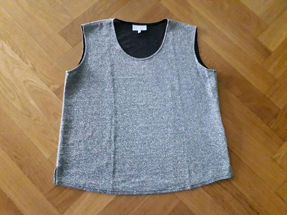 Neu Lurex Glitzer Silber Top Shirt Stretch 42 L/XL ärmellos in Olpe