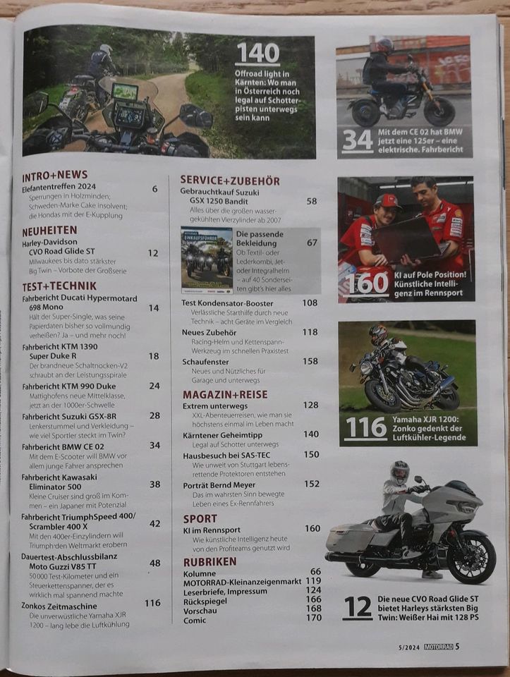 Motorrad Zeitschrift 05/2024 Magazin Ausgabe Touren Heft 5 2024 in Waltershausen