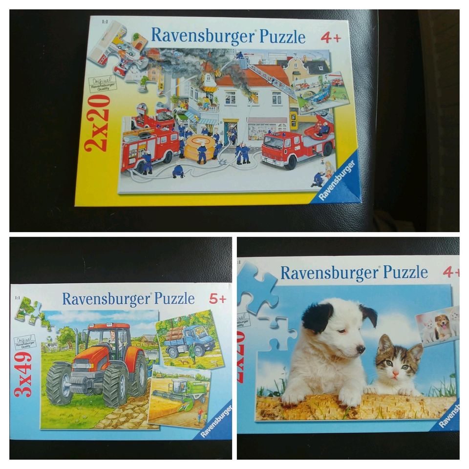 7 Puzzle Ravensburger ab 4+ Traktor Rettung Feuerwehr Katze Hund in Neuenkirchen