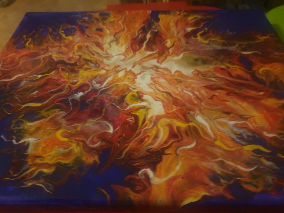 Farbenfrohe Acryl Gemälde "Feuer! in Sulz