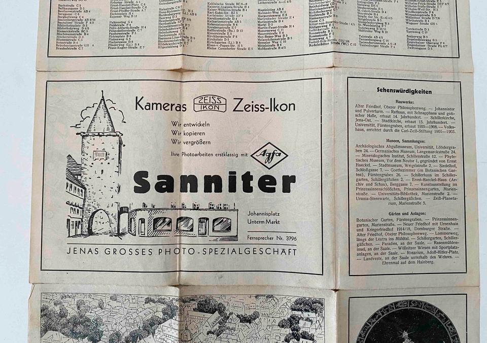 STADTPLAN Handplan JENA Werbung NS-Zeit 1939 aus Einwohnerbuch in Erfurt