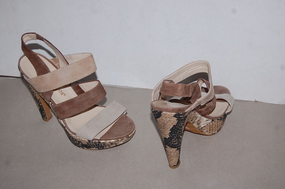 Enrico Lugani Plateau Snake Wild  Leder Sandalette High Heels 38 in Wiesbaden