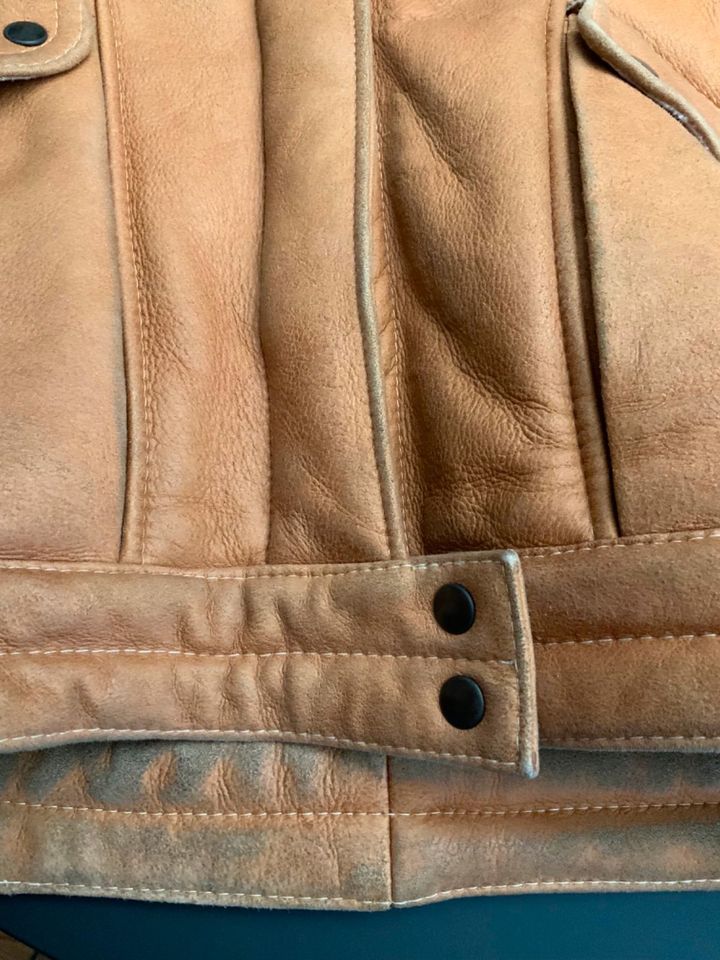 Vintage Lederjacke mit Lammfell Winterjacke cognacfarben Gr. 38 in Ingolstadt