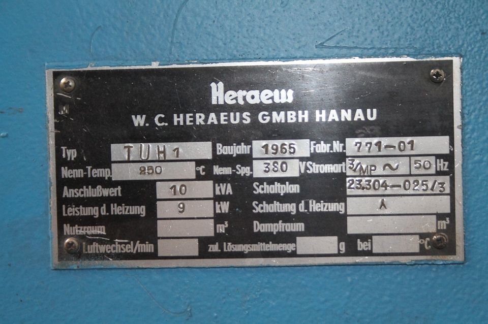 Trockenschrank Wärmeschrank 250°C 380V HERAEUS TUH1 in Pirna