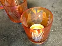 3 x Teelichthalter, geschliffenes Glas, orange, Teelichtglas Köln - Widdersdorf Vorschau