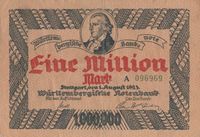 Eine Million Mark Württembergische Notenbank 1923  Guter Zustand Hamburg-Nord - Hamburg Alsterdorf  Vorschau