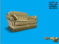 WMK Hübsches, bequemes und sehr gut erhaltenes Vintage Sofa mit gestepptem Rücken, ausklappbaren Armlehnen, Fransen & samtigen Originalbezug # 2er Couch 2-Sitzer Sitzgarnitur Daybed Loveseat Retro Friedrichshain-Kreuzberg - Friedrichshain Vorschau