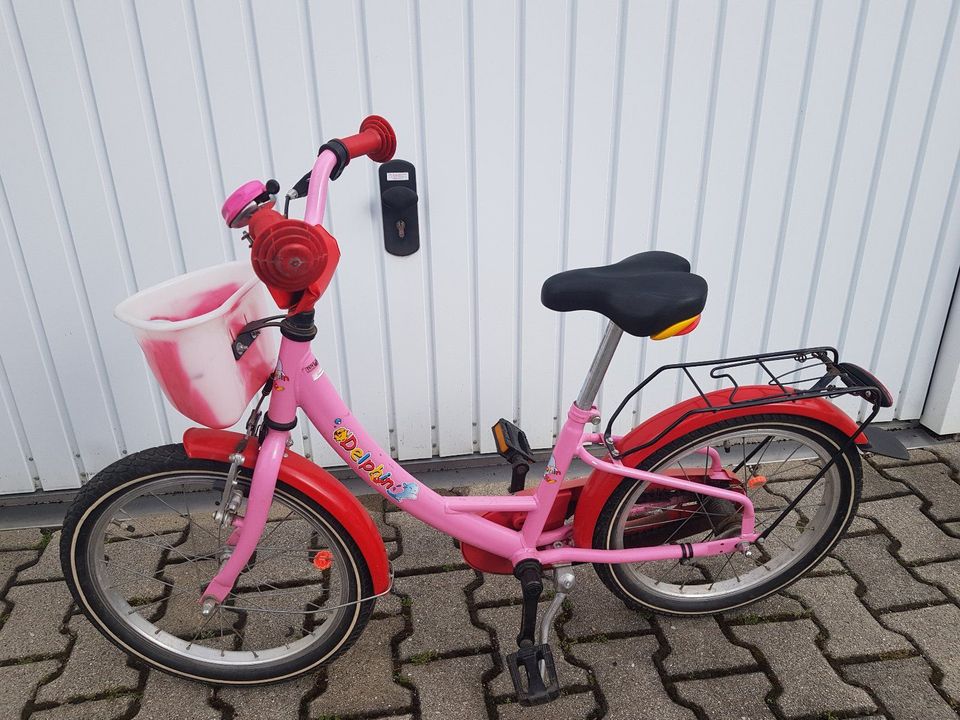 Kinderfahrrad / Mädchen Fahrrad Delphin 18 Zoll, rosa, guter Zust in Kaufering