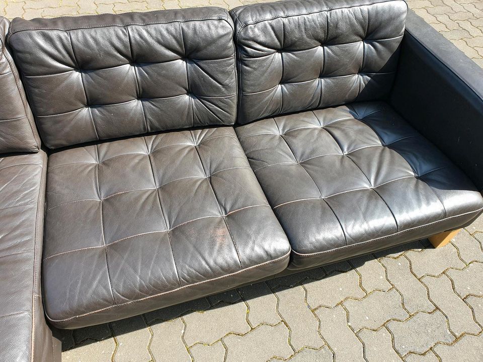 Ikea Karlstad/ Landskrona Couch Leder in braun, guter Zustand in Mülheim-Kärlich