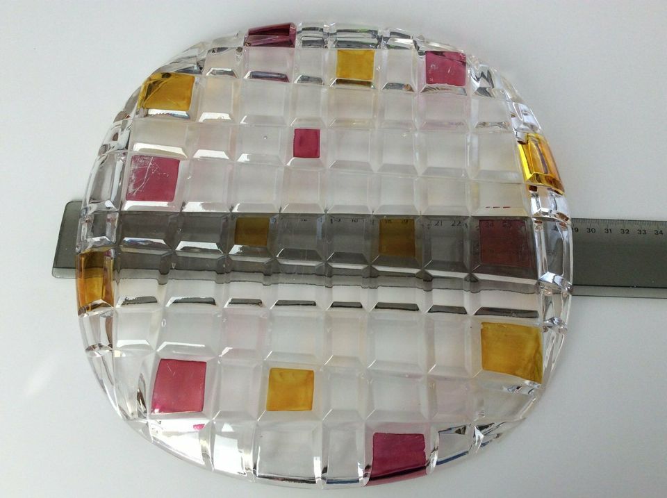 Alte Glasplatte Kekste Kuchenplatte Vintage Mosaik Optik  28,5 cm in Oldenburg