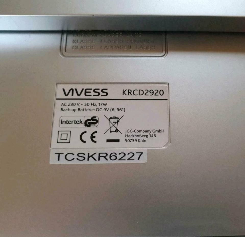 Stereo Küchenradio VIVESS KRCD 2920 mit CD (CD-Teil DEFEKT) in Rüdesheim am Rhein